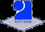 Logo Artisan : un grand « a » bleu au-dessus d'un losange gris portant le mot ARTISAN